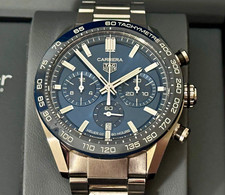 TAG Heuer Carrera Blue Dial Chronograph Tachymeter 44mm Auto Steel Box