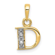 14KY with Rhodium Diamond Letter D Initial Pendant YC250D