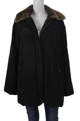 Max Mara Women Overcoat Black Button Collared Long Sleeve Size 8
