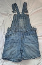 DKNY Size 8 Striped Denim Overall Romper