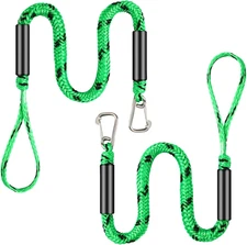 Boat Bungee Dock Lines with Clip 2 Pack Marine Rope Pontoon Boating Kayak Access