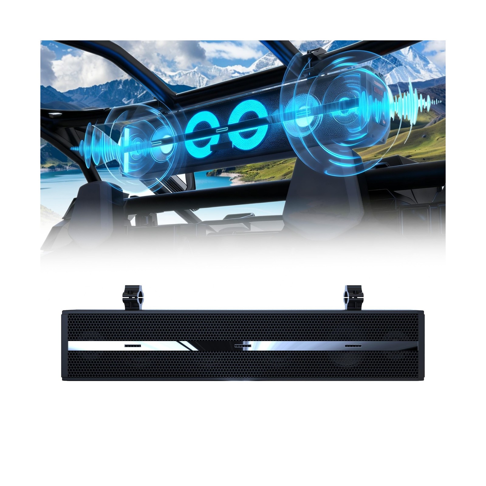 UTV ATV Sound Bar Speakers Polaris RZR Can Am Golf Cart Marine Boat SxS New