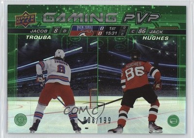 2024-25 Upper Deck Series 1 Gaming PVP Green 8/199 Jack Hughes Jacob Trouba 1j3a