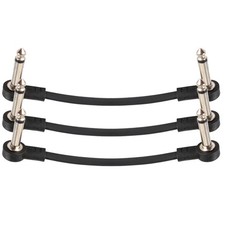 3 Pack Right Angle 6 Inch Patch Cable for Guitar Effect Pedal Cables Black