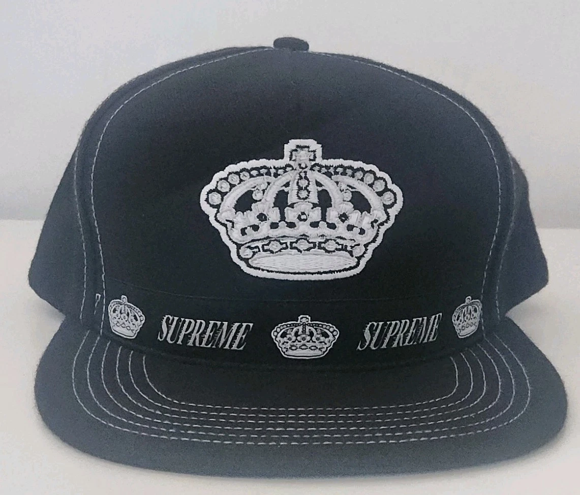 Casquette SS14 Supreme Crown 5 panneaux chapeau noir rare vintage 2014 neuve avec étiquette 