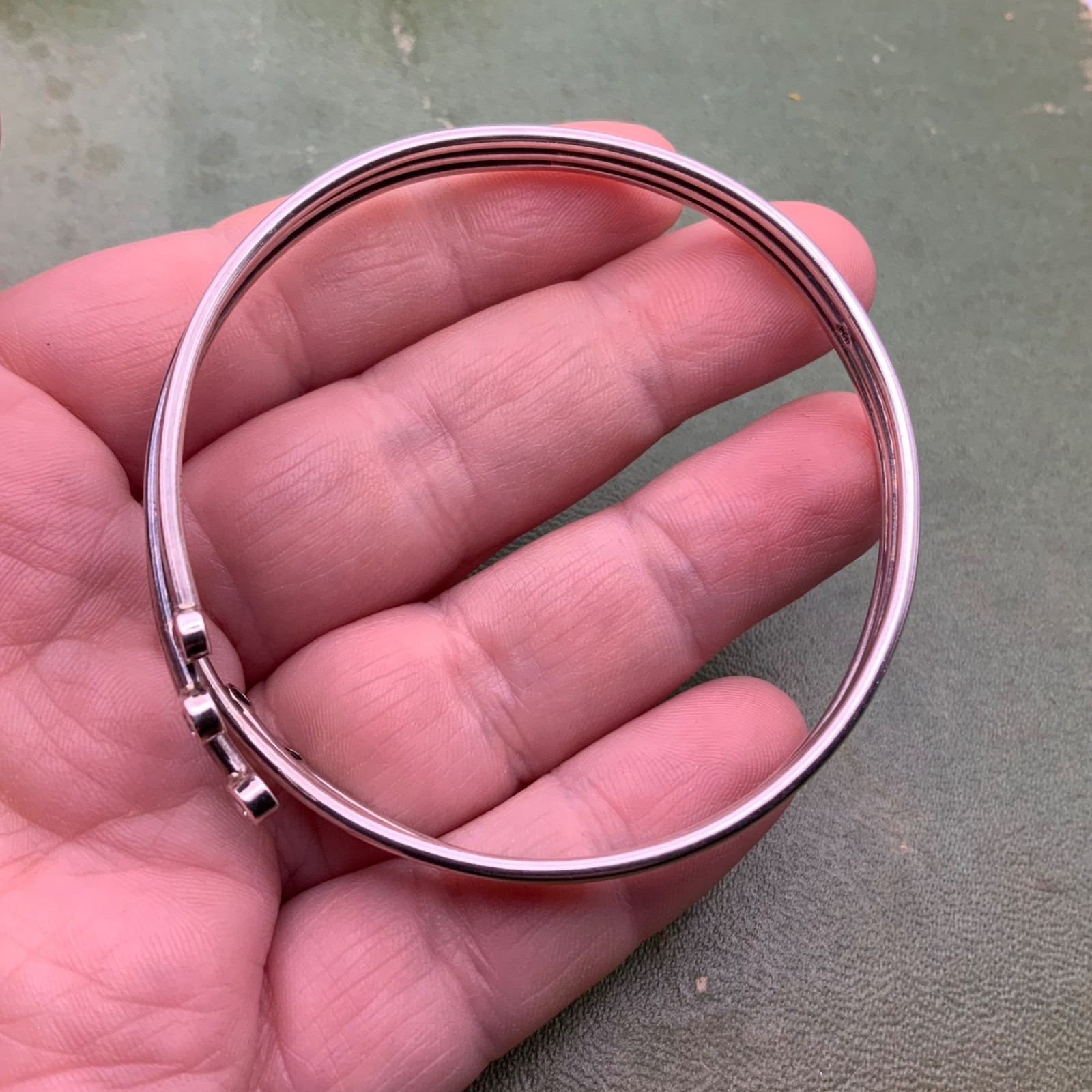 Modernist Solid Sterling Silver Bangle 925 Cubic … - image 6