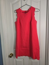 J Crew Women's Scalloped Fitted Dress Pink/Coral Sleeveless Size 2