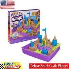 Deluxe Beach Castle Playset with 2.5lbs Kinetic Sand, Tools Molds for Kids