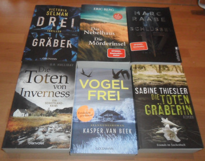 6 Krimis / Thriller - Mac Raabe -Eric Berg-Sabine Thiesler u.a.Konvolut-