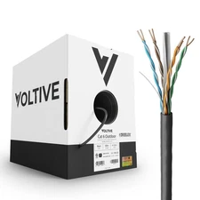 Voltive Cat6 Outdoor (CMX) Ethernet Cable - UTP, OFC, 500FT, Black