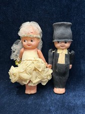Antique/Vintage Celluloid Crepe Paper Bride and Groom - 3.75" Tall
