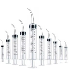 Disposable Dental Irrigation Syringe 12ml Curved Tip Oral Care Syringe for