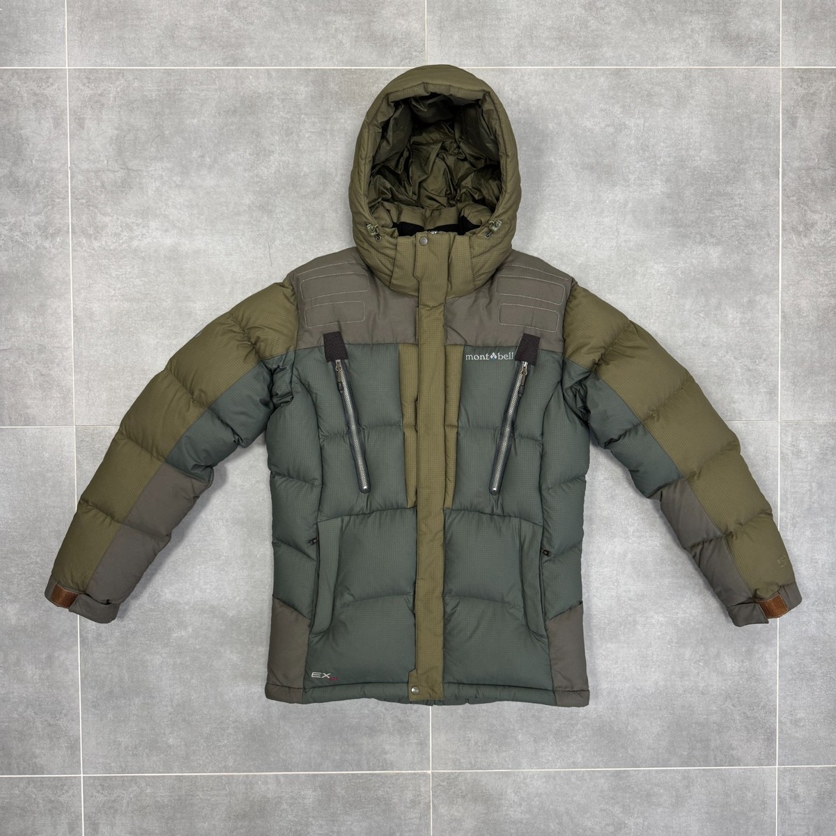 Montbell EX800 Khaki Multi Pocket Down Windstopper Jacket Men Size