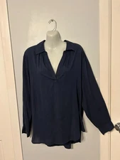 NWT Style&co Industrial Blue V-Neck Blouse/Top with Long Sleeves    Plus Size 2X