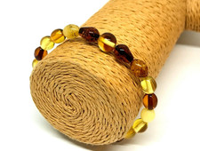 AMBER BRACELET Gift BALTIC AMBER Olive Beads Round Bead Elastic Jewelry 5g 17895