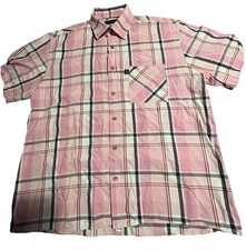 Mens Henri Lloyd Short Sleeve Shirt Large Pink Grey White Check Cotton Casual
