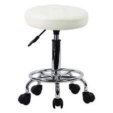 KKTONER Round Rolling Stool Chair PU Leather Height Adjustable Swivel Draftin...