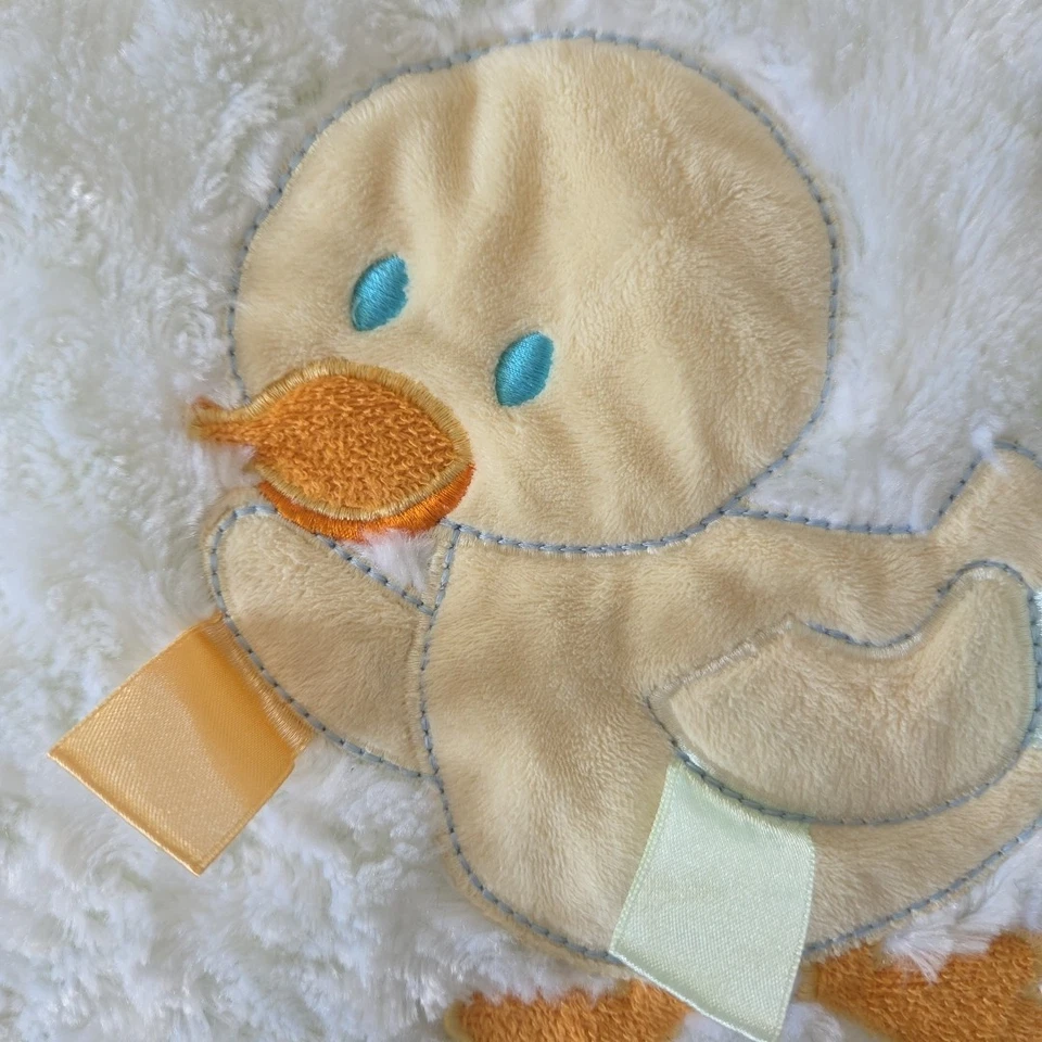 Zerbit White Green Baby Blanket Satin Trim Duck Embroidery Ribbon Sleep Comfort - Image 2 of 3
