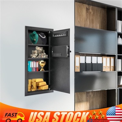 31.5'' Tall Wall Safe Wall-mounted Safe with Keys Black Hidden Wall Safe for Home