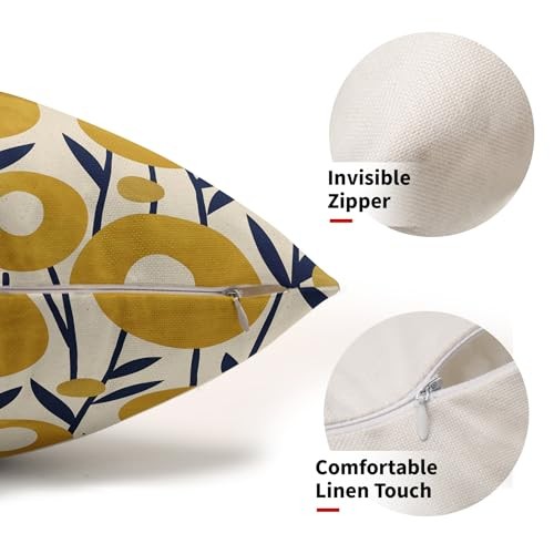 Copricuscini Floreali 12x20 Set di 2 12" x 20" (Confezione da 2) Blu Navy Giallo - Foto 3 di 7