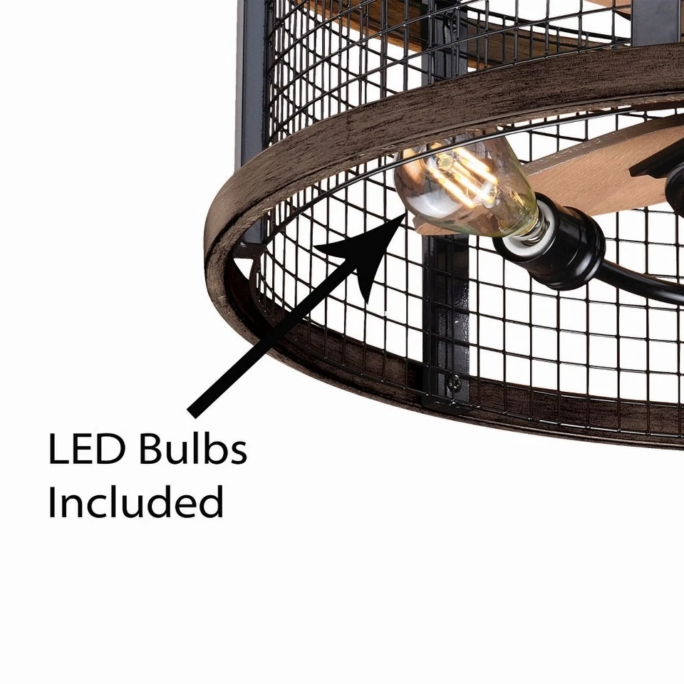 Humboldt 3-Light Ceiling Fan in Industrial and Cage Style 17 Inches Tall and 21 - Image 4 of 4