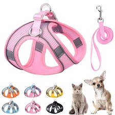 Soft Small Dog Harness and Leash Set Mesh Puppy Harnesses Leash Easy Walk Dog...