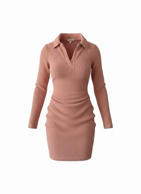 eyeshadow Pink Terrycloth Long Sleeve Short Bodycon Mini Dress S Regular Size