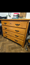 Solid Wood PINE 4 Drawer Freestanding Chest of Drawers, Metal Bail Pull Handles