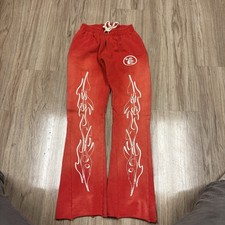 Hellstar Red Flame Sweatpants Streetwear Size Small Authentic