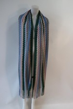 NWOT Womens Missoni Multicolor Metallic Chevron Holiday Fringe Wrap Scarf OS