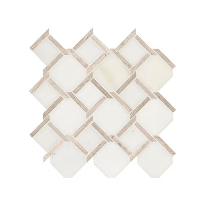 Marbella Lynx 12 In. X 12 In. Polished Marble Mesh-Mounted Mosaic Floor and Wall