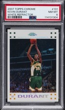 2007 TOPPS CHROME WHITE REFRACTOR #131 KEVIN DURANT ROOKIE RC 34/99 PSA 8