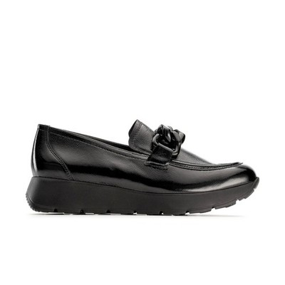$480 PAUL GREEN Cleo Loafer SHOES  BLACK CRINKLED PATENT 6.5 US (A1)
