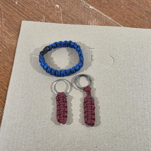 Vintage Paracord Bracelet & 2 Keychains