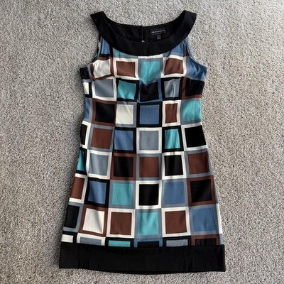 Connected Apparel Dress Womens 16 Multicolor Geo Print Sleeveless Sheath Work
