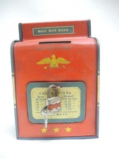 Vintage Ohio Art Mail Box Bank w/ Lock  Key,, Collectible Tin Litho Advertising