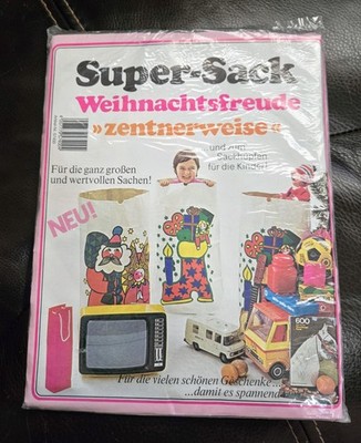 Vtg. ''CHRISTMAS STOCKING'' SUPER-SACK Christmas Paper Gift Bag Present Sack
