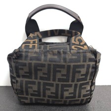 Fendi Mini Borsa a Mano Borsetta Tela Pelle Marrone Modello Zucca Condizioni Buone