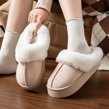 Warm Plush Slippers Fluffy Slip Resistant Thick Fluffy House Indoor Winter Shoes