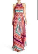 Eliza J Scarf Print Crepe De Chine Maxi Dress Women’s 10 Sleeveless Boho Gypsy