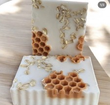 Oatmeal Milk Honey Goat Milk Bar Soap Homemade Soap Honeycomb Pattern