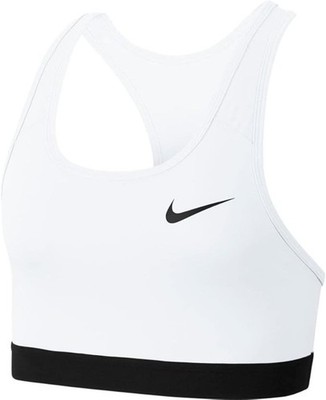 Nike Swoosh Medium Support Sports Bra White/Black BV3900-100 SZ- SM