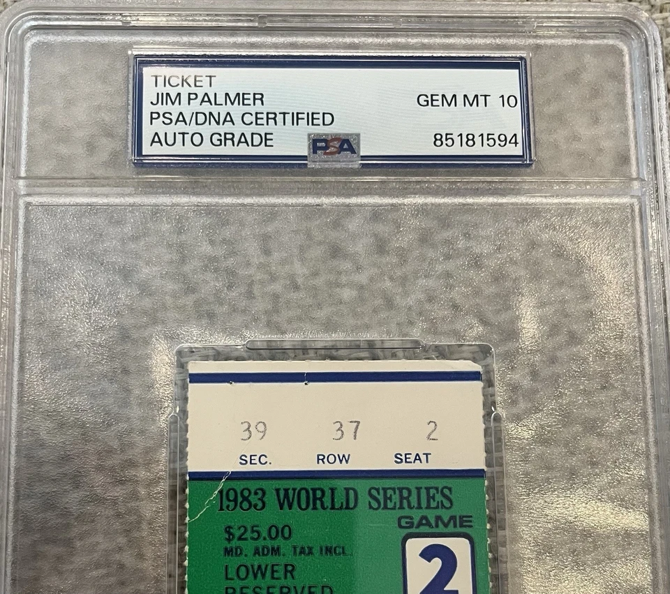 Jim Palmer signed & Inscribed 1983 World Series Ticket PSA/DNA GEM 10 Autograph - Image 3 of 4