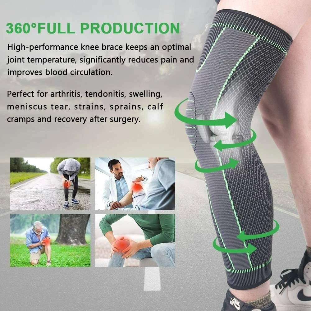 Knee Support Brace Compression Long Full Legs Sleeve Arthritis