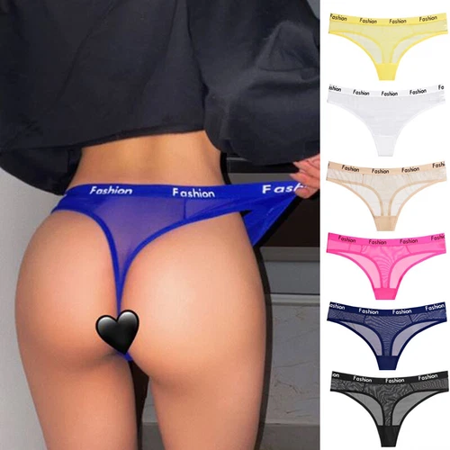 6-teiliges Set sexy Damen Höschen Tanga G String hoch geschnitten transparent Damenunterwäsche - Bild 2 von 23