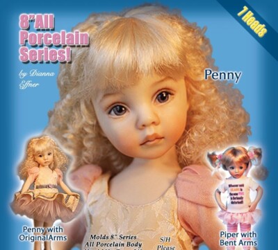Allfordoll - Penny Series Piper - 8''- Porcelain Doll Kit - Dianna Effner mold