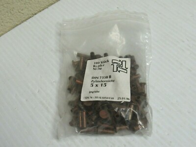 NEW LOT OF 100 KUPFER NIETE STUD RIVET DIN 7338B 5X15 