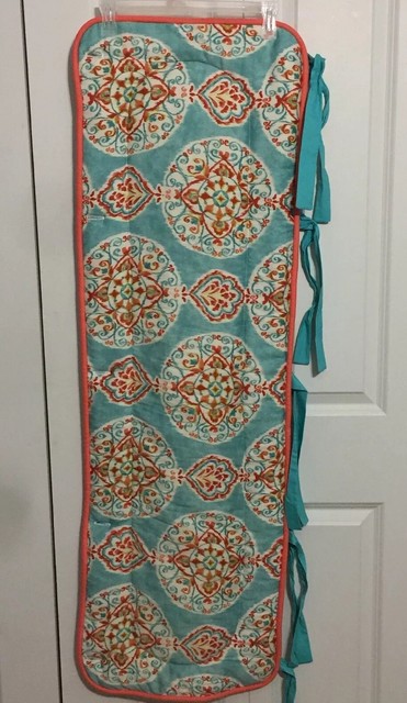 coral and teal floral crib bedding