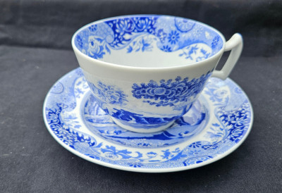 Spode Blau Italien Frühstückstasse Und Untertasse.