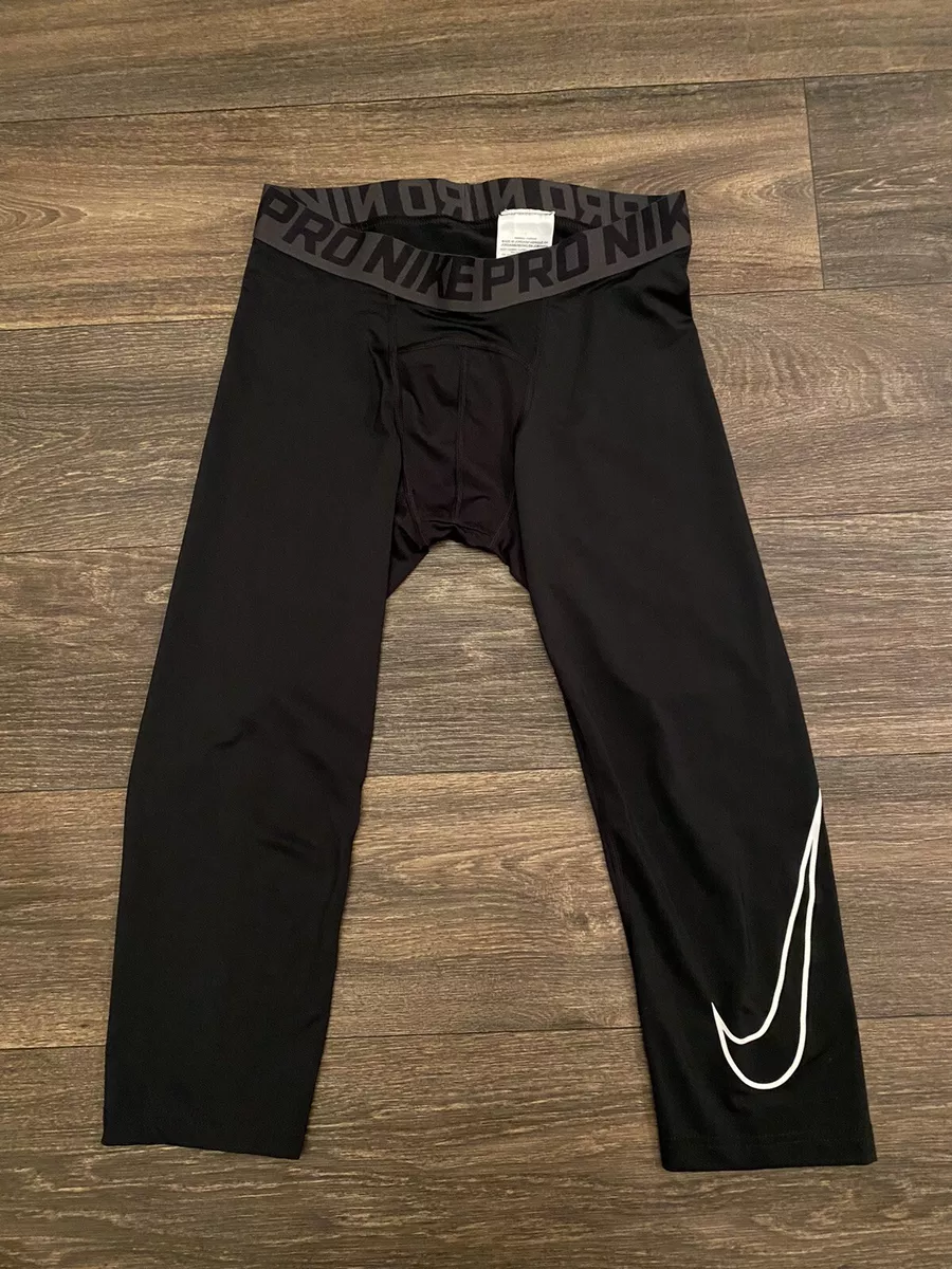 Nike Pro 3/4 Length Compression Tights Pants Youth Kids Size XL Black